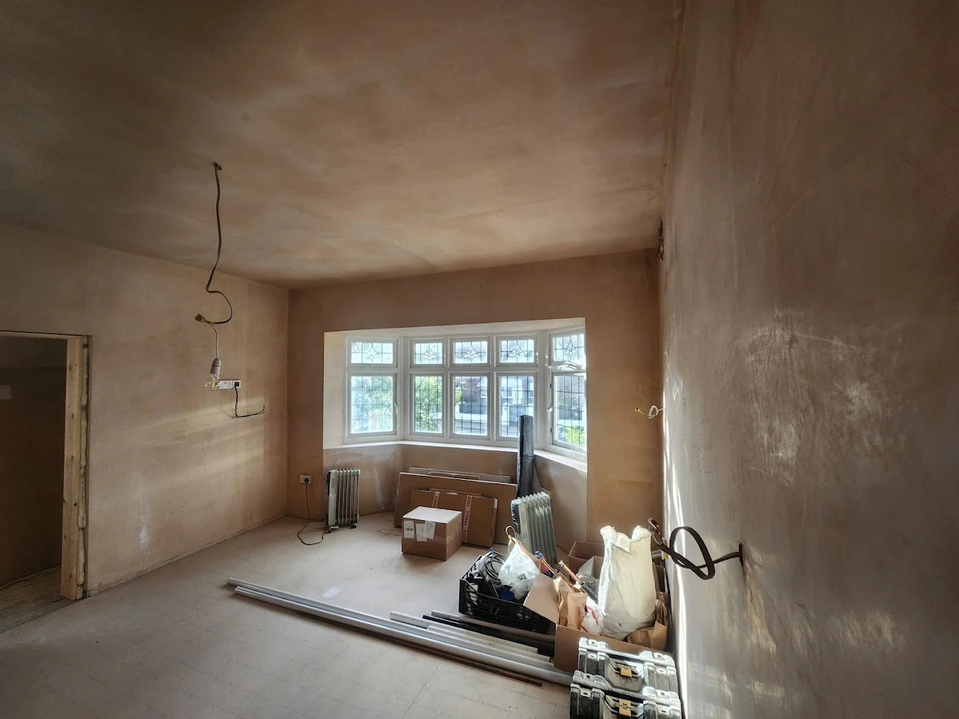 Room protected and prepped before decorating