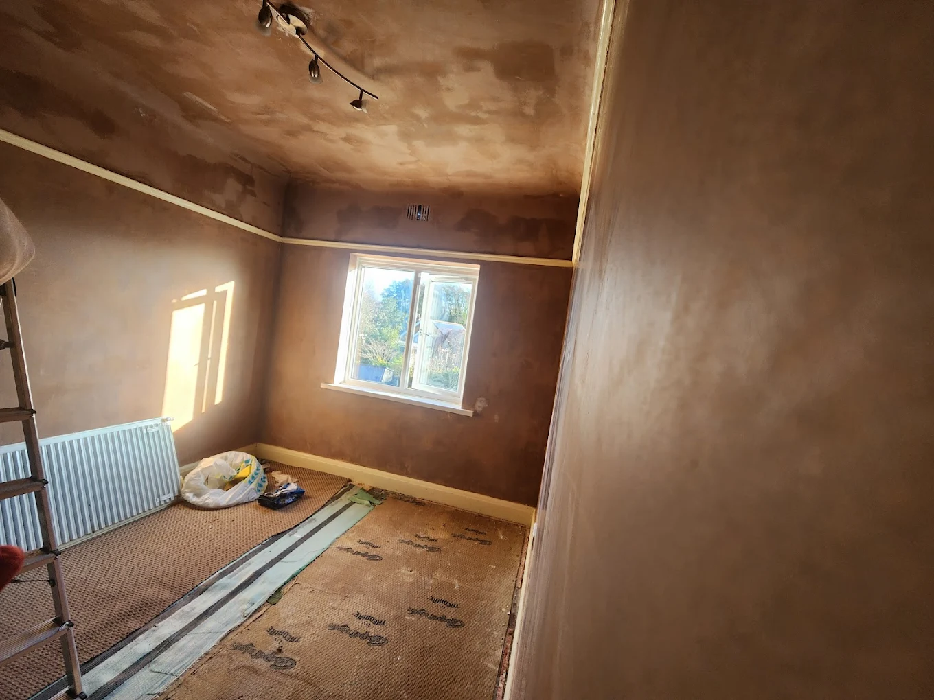 Freshly plastered walls