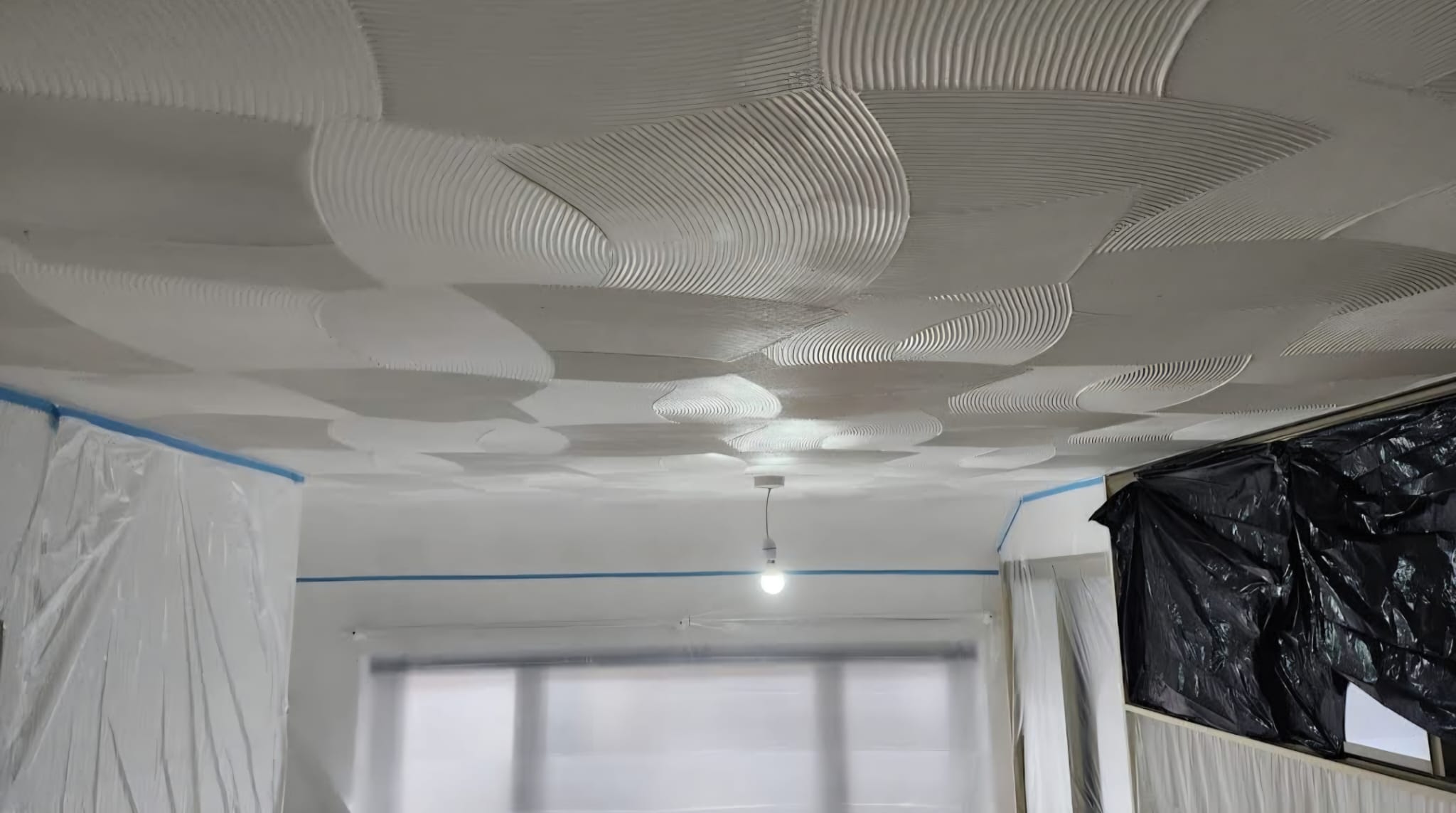 Mid-stage hand turned cove and ceiling work in progress